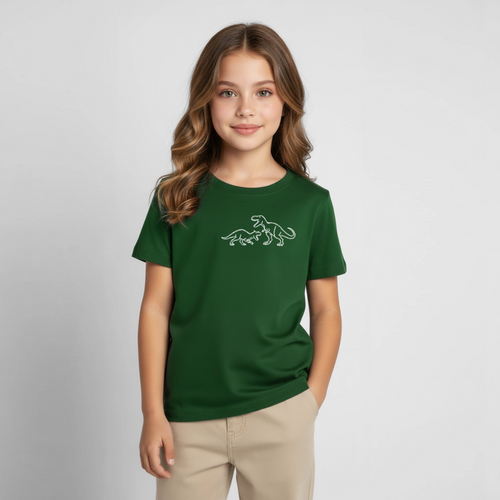 Kids' Carnotaurus vs T-Rex T-Shirt - forest green