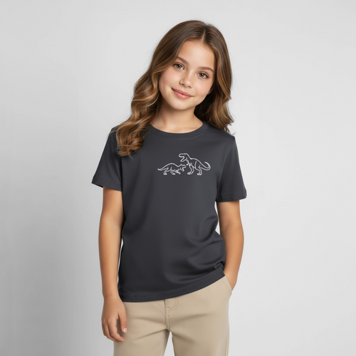 Kids' Carnotaurus vs T-Rex T-Shirt - dark grey